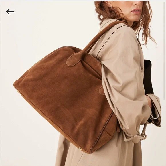 ASOS brown suede bowler tote bag - Picture 2 of 8